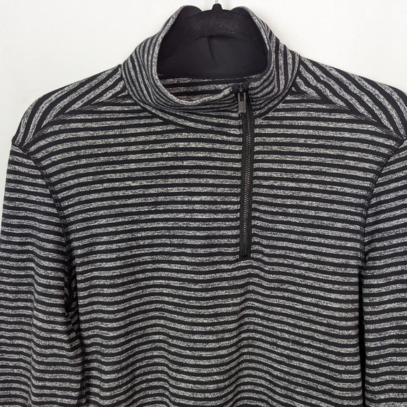 Lululemon Men M Surge Warm 1/2 Zip Raven Stripe Black Heathered Black Athletic - Picture 7 of 13